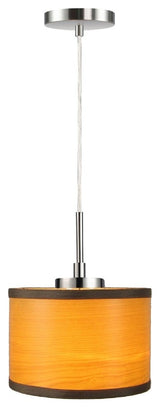 Ava 1-Light Mini Pendant, Satin Nickel, Veneer/Nougat