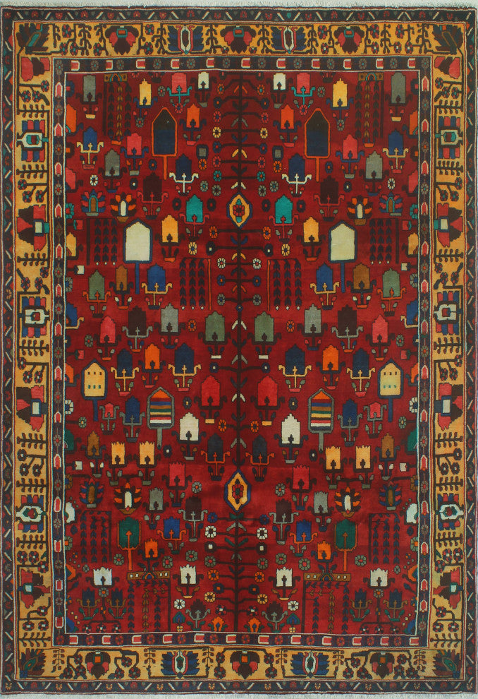 Super Vintage Distressed Malachi Red/Gold Rug, 7'0 x 10'3