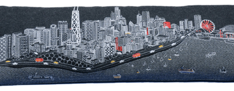 46" Black Chicago Nighttime Skyline Lumbar Decorative Pillow