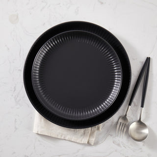 Stone Lain Logan Stoneware 12 Piece Dinnerware Set, Black