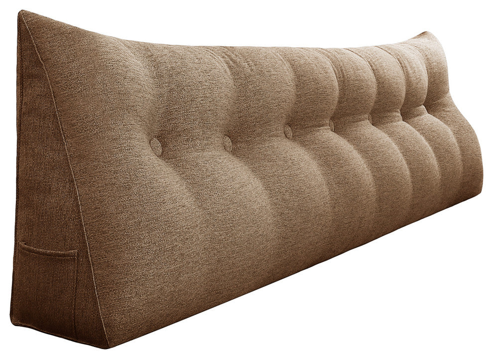 Decorative Bed Wedge, Long Lumbar Pillow, Back Support Sofa Pillow, Linen Coffee, 76x20x8