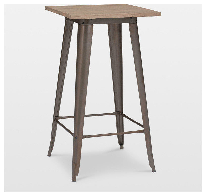 Design Lab Dreux Rustic Wood 1 Steel Bar Table Brown