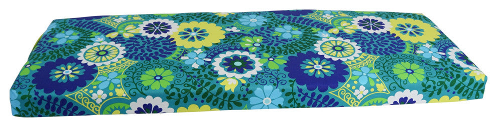 51"X19" Patterned Outdoor Spun Polyester Loveseat Cushion, Luxury Azure