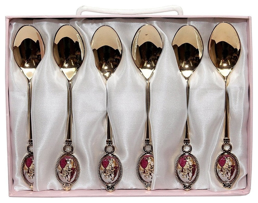 Royal Flatware Set of 12pc Demi Dessert Flatware Forks and Spoons (Gold Antique)