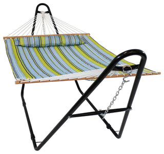 Sunnydaze 2-Person Hammock, Multi Use Universal Stand Quilted Double Fabric, Blu