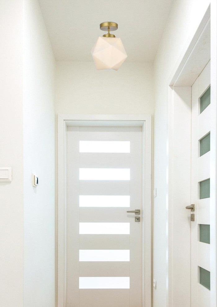 Elegant Lighting LD2347 Lawrence 10"W Semi-flush Ceiling Fixture - Satin Gold