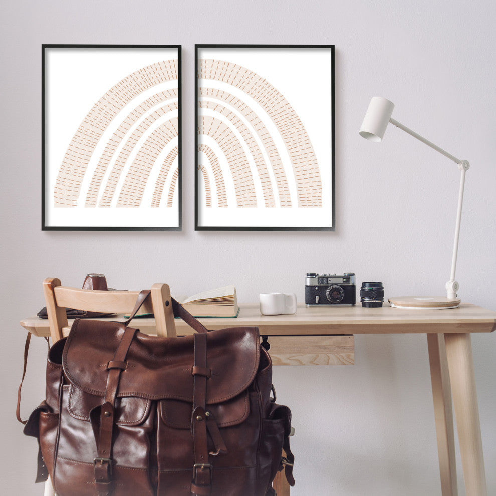 Abstract Brown Earth Tone Rainbow Stripe Pattern Arches,24 x 30