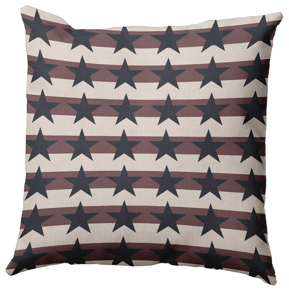 Stars and Stripes Polyester Indoor Pillow, Blue-Red, 20"x20"