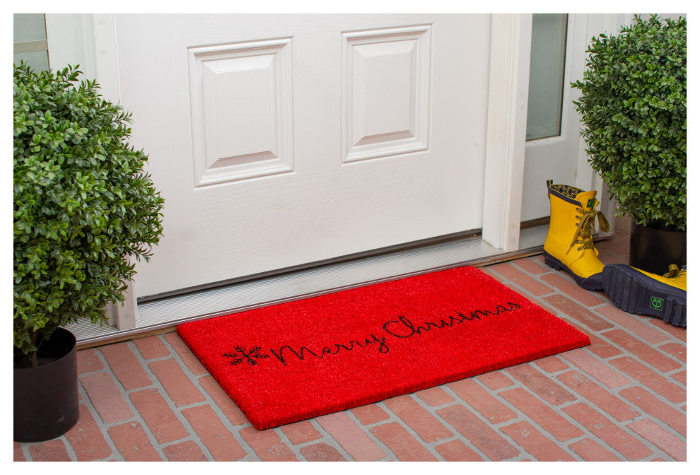 Red Merry Christmas Doormat, 24x36