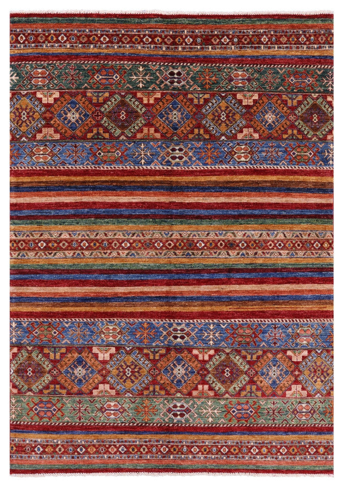 4' 10" X 6' 10" Super Kazak Khorjin Hand-Knotted Wool Rug Q11016