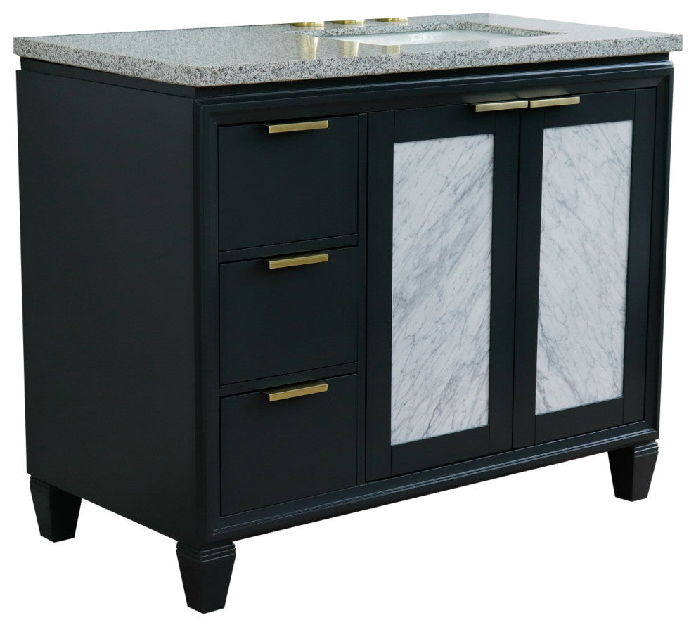 43" Single Vanity, Dark Gray Finish With Gray Granite