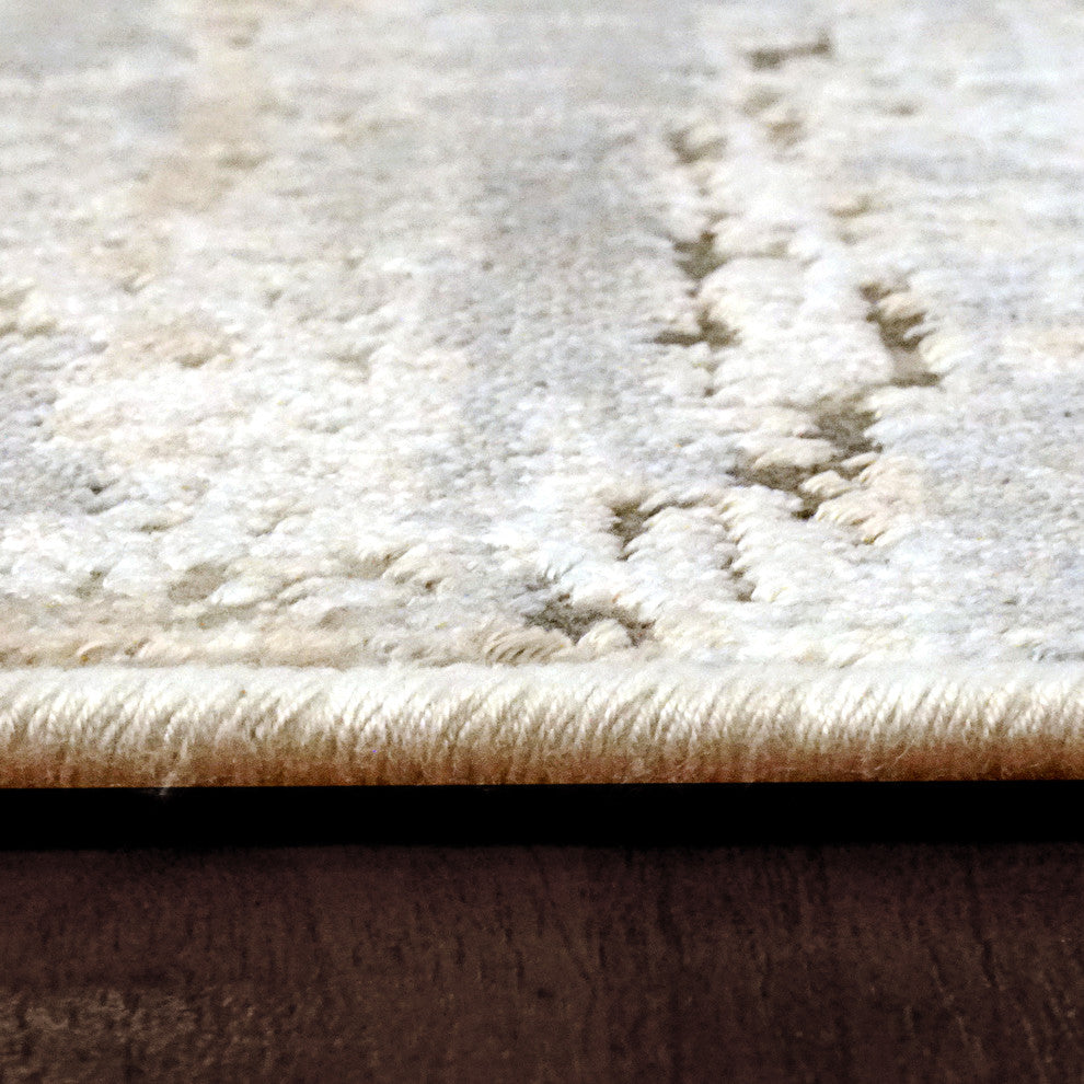 Chateau Beige and Blue Area Rug, 2.2'x7.7'