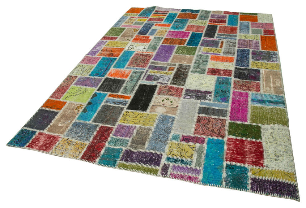 Rug N Carpet - Hand-Knotted Anatolian 6' 9" x 9' 8" Wool Patchwork Area Rug