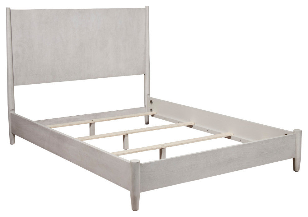 Flynn Mid Century Modern California King Panel Bed, Gray