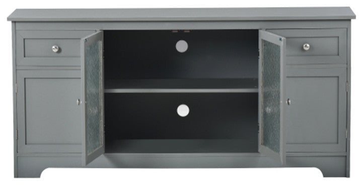 65 inch TV stand with 4 doors adjustable panels cabinet with light freen finish