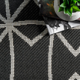 Nuloom Saunders Geometric Indoor/Outdoor Striped Area Rug, Dark Grey 9'6"x12'