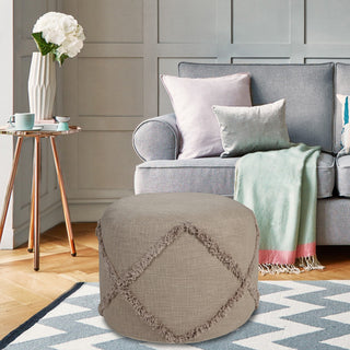 Solid Textured Decorative Diamond Pouf Ottoman