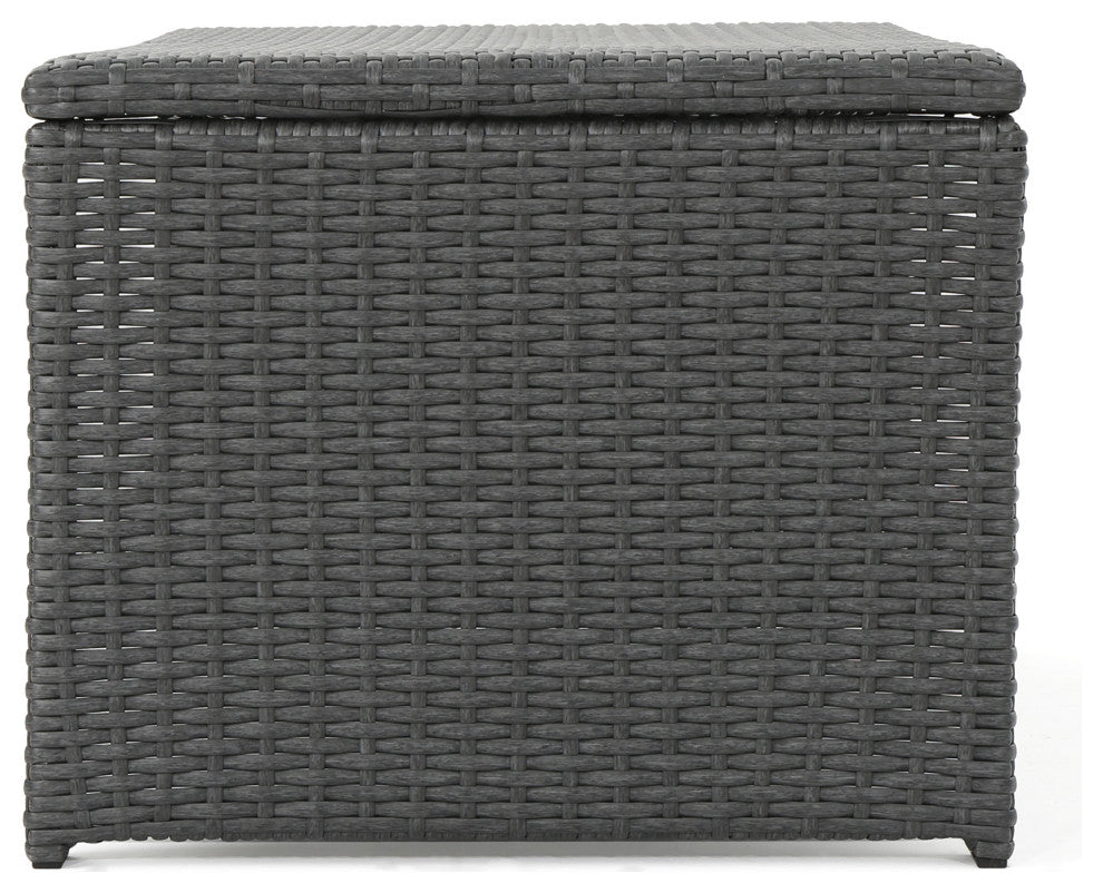 GDF Studio Justin Outdoor Wicker Coffee Table, Gray