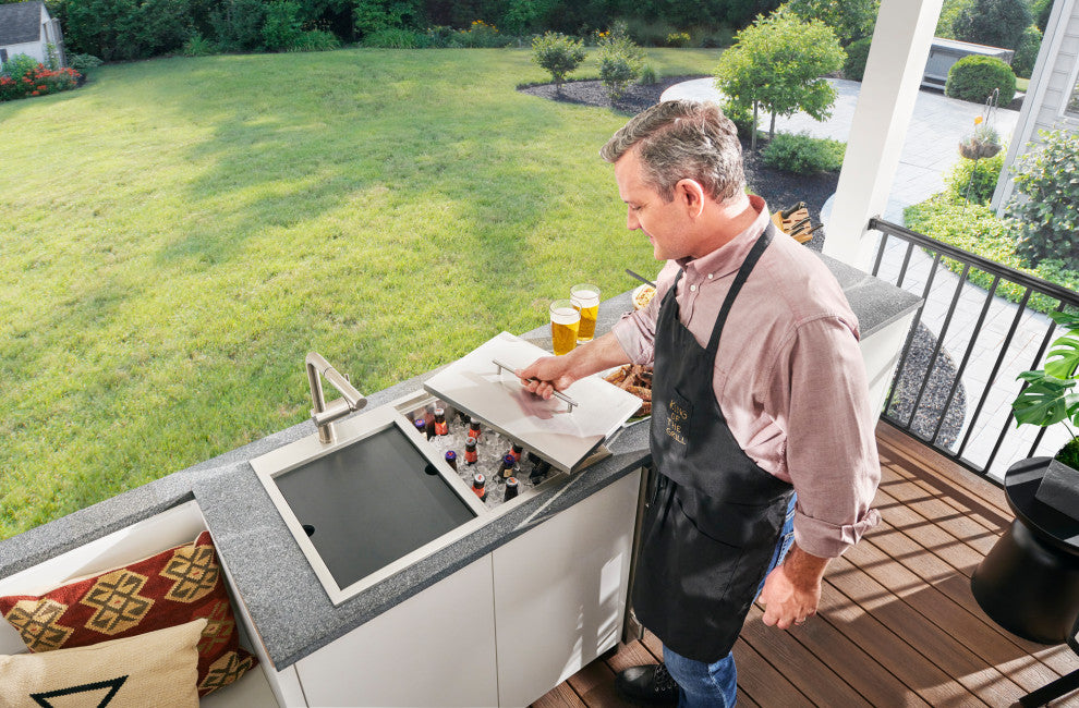 Insulated Ice Chest and Outdoor Sink 29" BBQ Workstation Topmount, RVQ6290