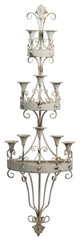 Benzara BM285548 Wall Mount Candle Holder, Ornately Scrolled White Metal Finish