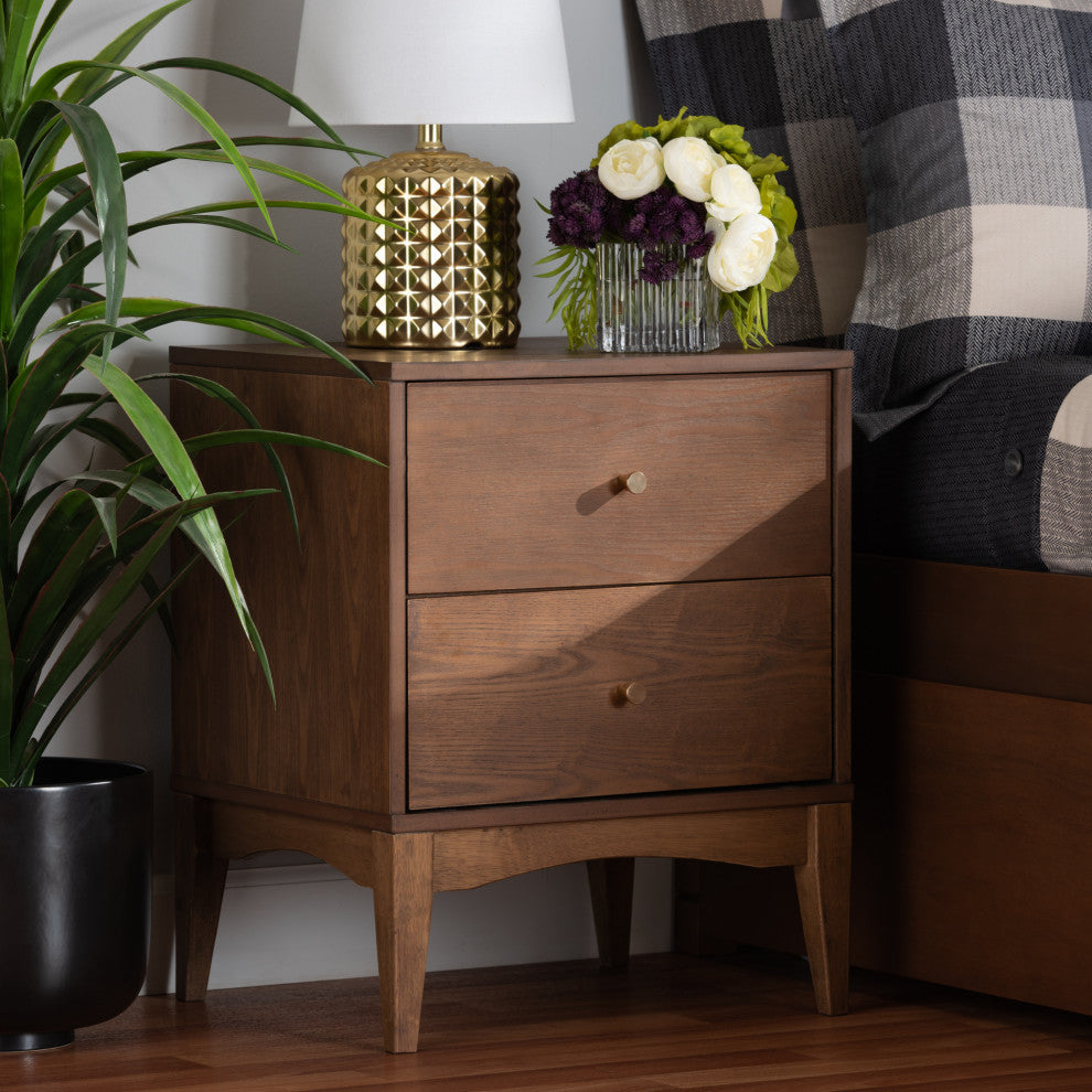 Adena Mid-Century Night Stand, Ash Walnut
