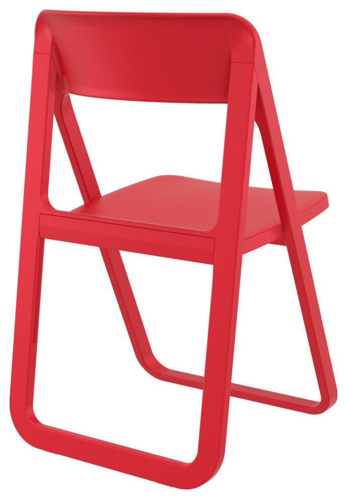 Dream Folding Outdoor Bistro Set With White Table and 2 Red Chairs