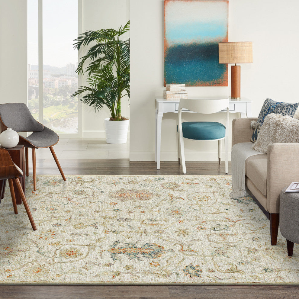 Ox Bay Vin Ira Ivory Abstract Hand-Tufted Area Rug, 9' X 12'