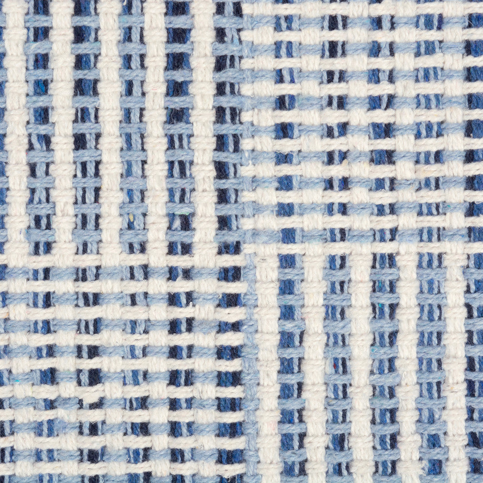 DII Blue Squares Recycled Yarn Rug 2'x3'