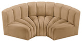 Arc Velvet Upholstered 3-Pc. Inward Curved Modular Sectional, Camel