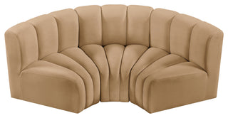 Arc Velvet Upholstered 3-Pc. Inward Curved Modular Sectional, Camel