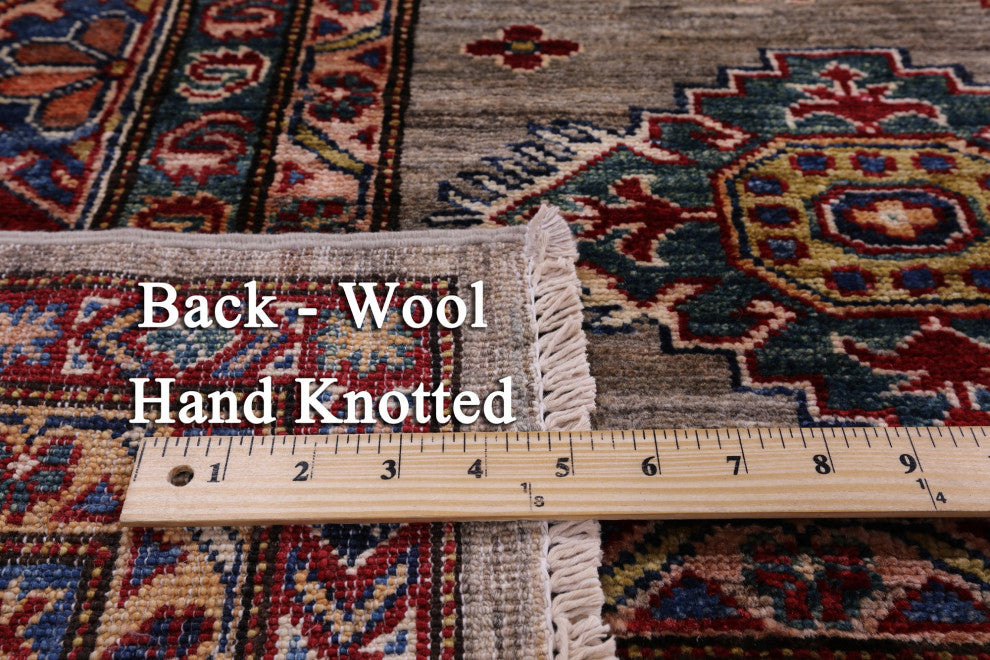 8' 4" X 9' 9" Hand Knotted Super Kazak Geometric Wool Rug Q9781