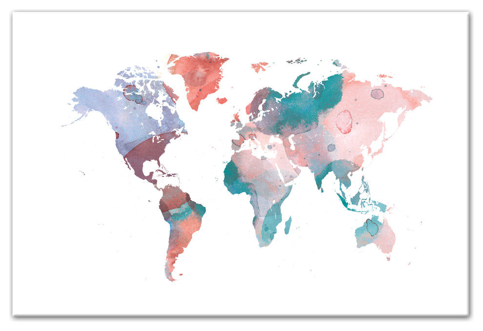 Jewel Tones World Map 24x36 Canvas Wall Art