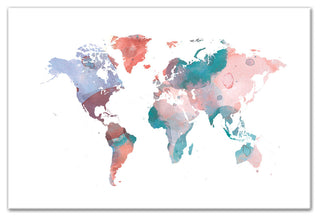 Jewel Tones World Map 24x36 Canvas Wall Art