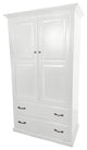 Double Wide Traditional Wardrobe, Bright White, With Adjustable Shelves
