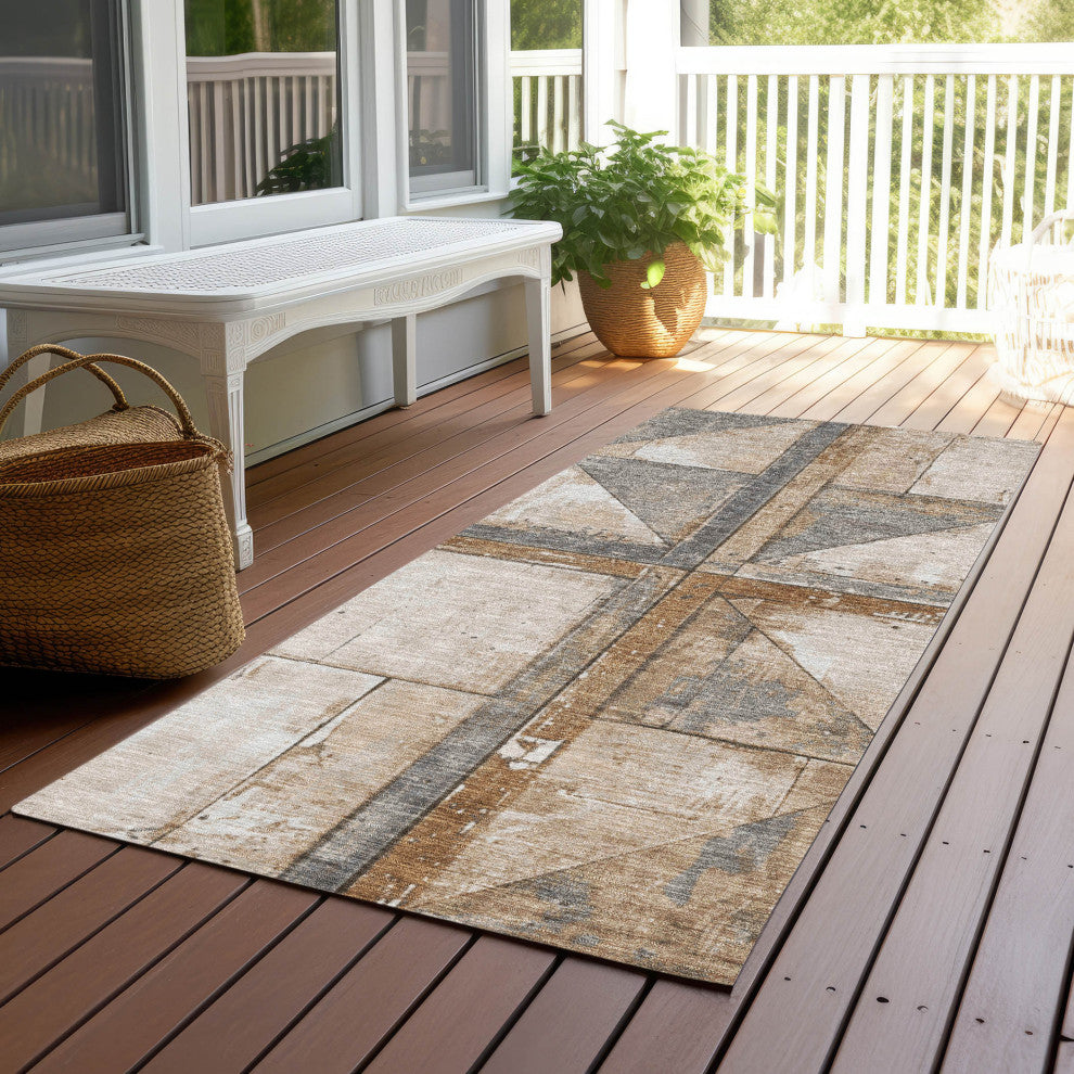 Machine Washable Indoor/Outdoor Chantille ACN1876 Copper 2'3" x 7'6" Runner Rug