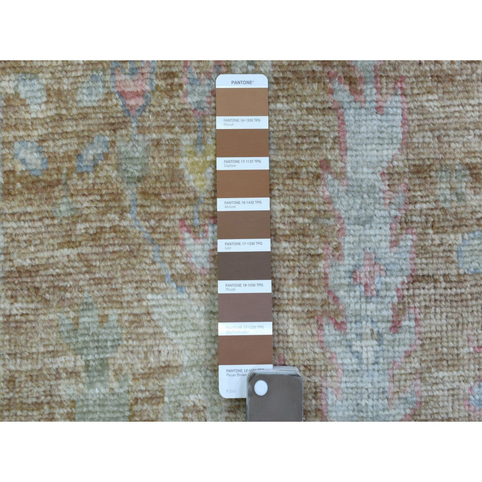 Organic Wool Hand Knotted Almond Brown Angora Oushak XL Runner Rug, 2'9" x 19'5"