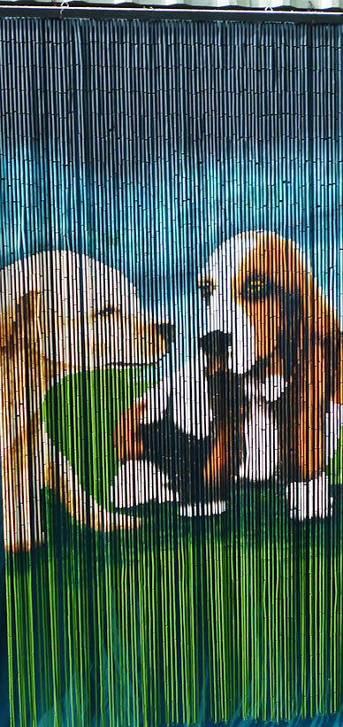 Dog Print Beaded Bamboo Curtain, 90 strands
