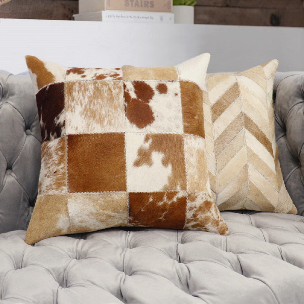 Safari Cowhide Brown/Ivory Decorative Pillow