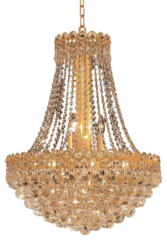Elegant Century Dining Room Light, Gold Finish With Royal Cut Crystal