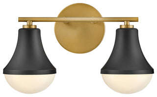 Lark Haddie 14.5" Modern Two-Light Bath Vanity, Black + Lacquered Brass
