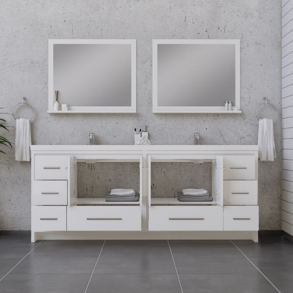 Sortino 84" Bathroom Vanity, Double Sink, White