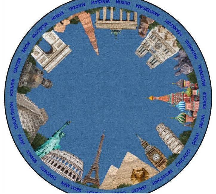 Flagship Carpets FA1360-27FS 6'RND Where In The World Rug