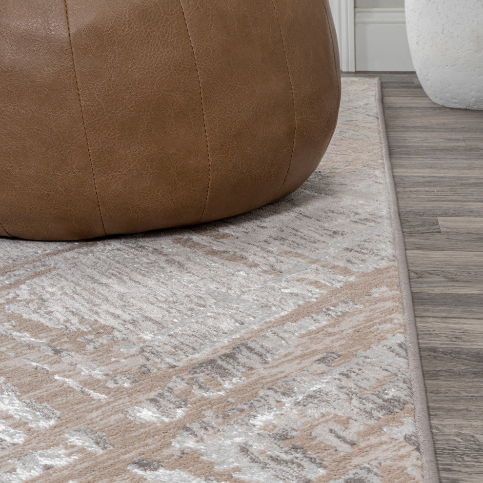 Slant Modern Abstract Beige/Gray 4 ft. x 6 ft. Area Rug