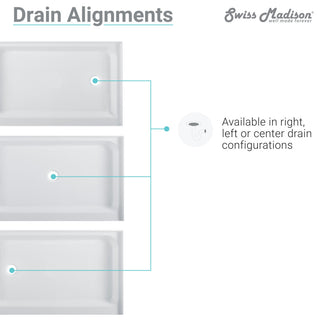 Voltaire 60"x34" Acrylic White, Single-Threshold, Shower Base, Left Side Drain