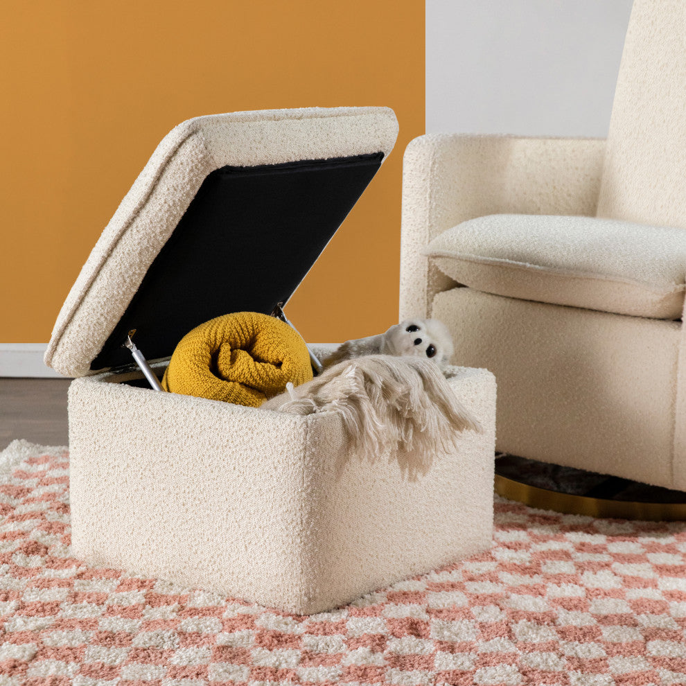 Cali Storage Ottoman, Boucle, Ivory Boucle