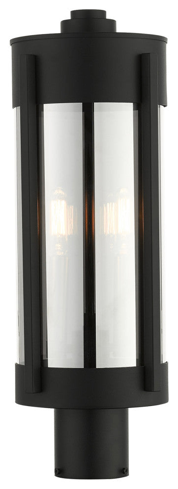 Sheridan 2 Light Black/Brushed Nickel Candles Medium Outdoor Post Top Lantern