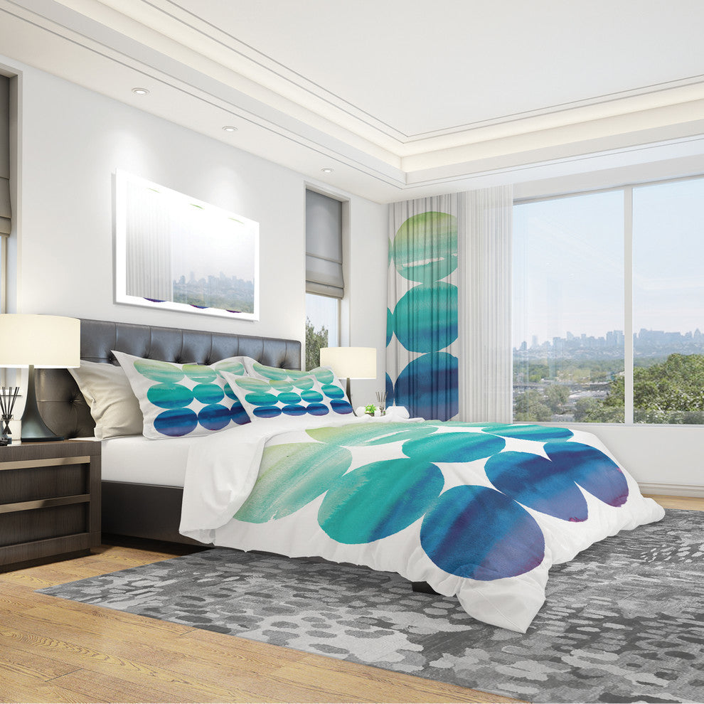 Circle Abstract Blue Colorfields Ii Duvet Cover Set, Twin