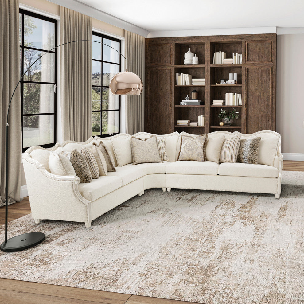 Chamberi BouclÃ© Sectional Sofa - French Vanilla/Classic Pearl