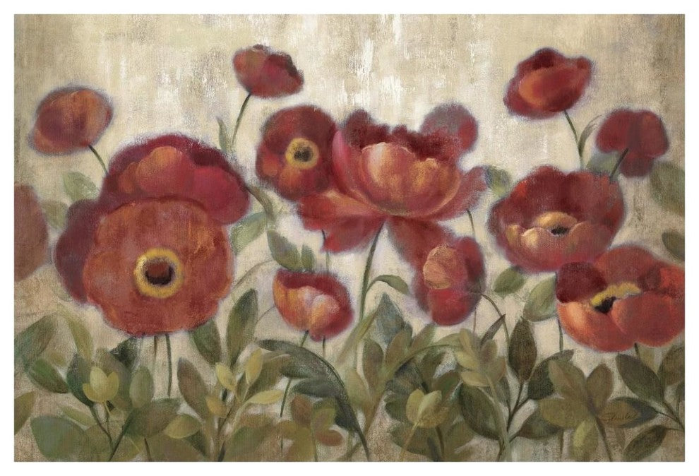 "Daydreaming Flowers Red" Digital Paper Print by Silvia Vassileva, 62"x42"
