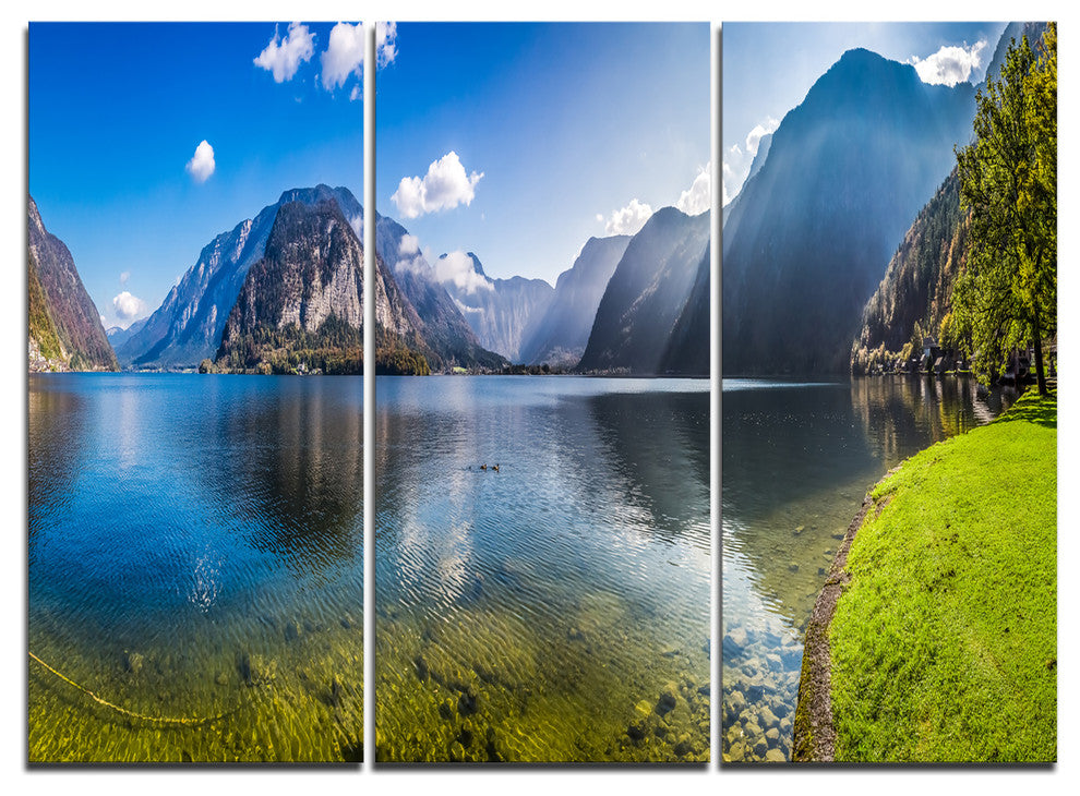 "Crystal Clear Waters of Alps Lake" Wall Art, 3 Panels, 36"x28"